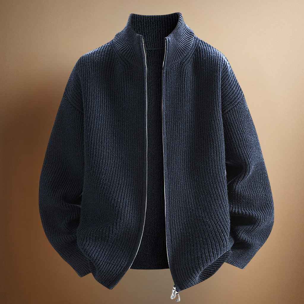 Gilet zippé homme en maille côtelée à col montant 4