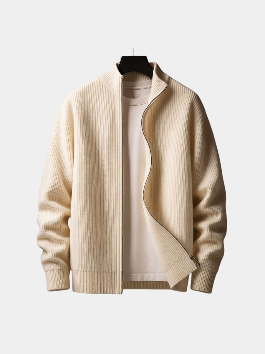 Gilet zippé homme en maille côtelée à col montant 5