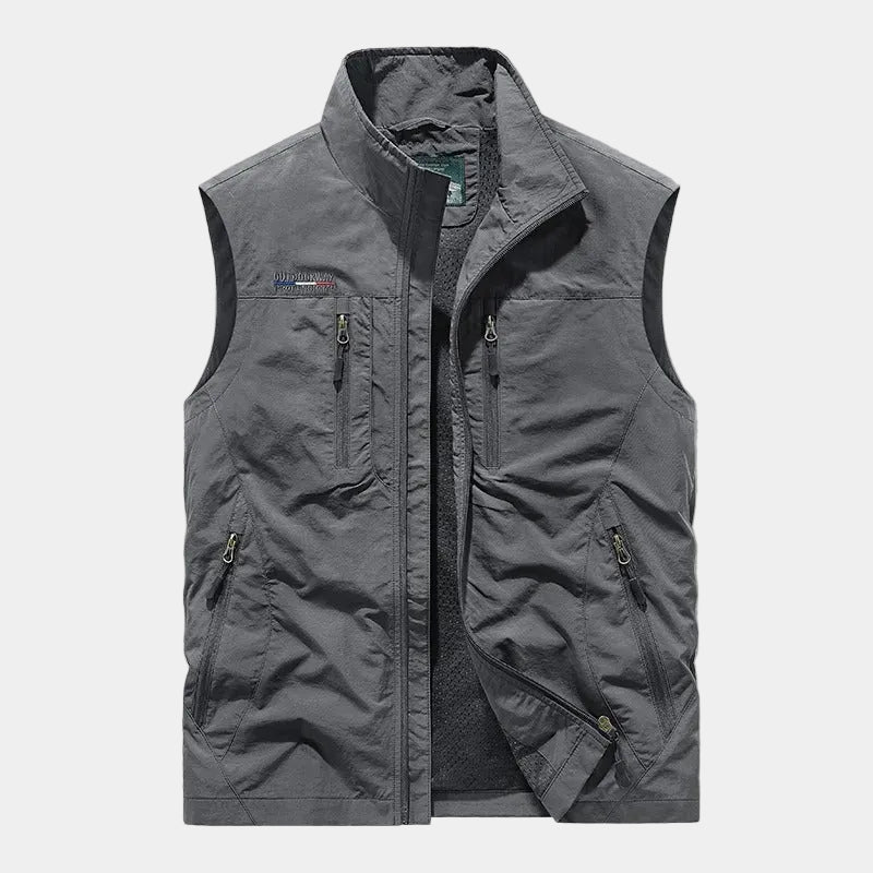 Gilet zippé sans manches homme col montant à poches poitrine 4