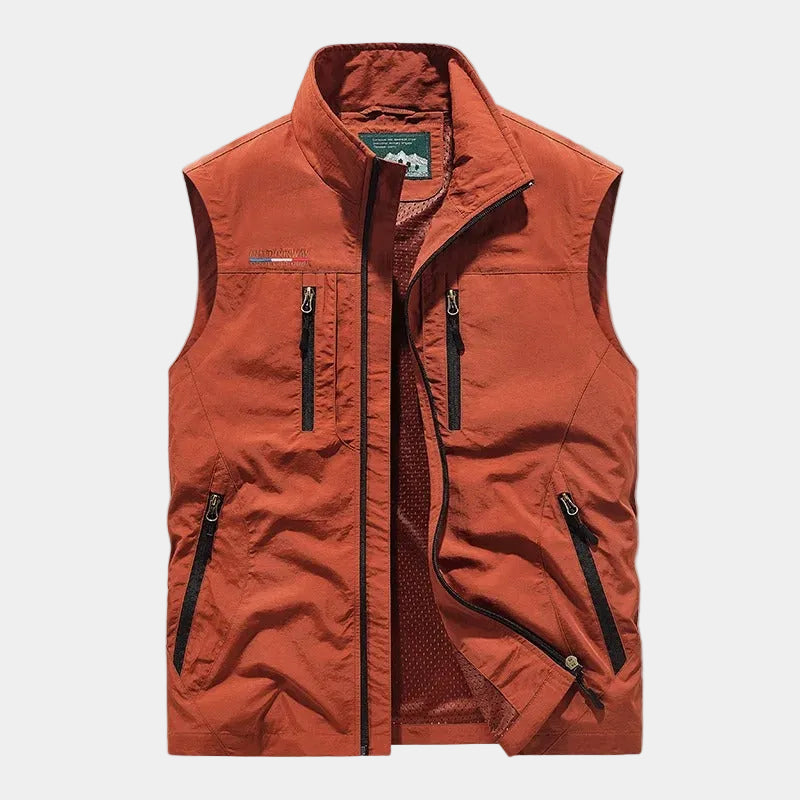 Gilet zippé sans manches homme col montant à poches poitrine 6