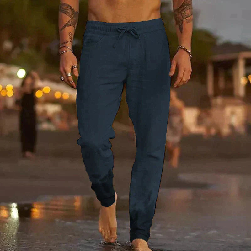 Pantalon homme en lin coupe décontractée – élégance naturelle et confort estival
