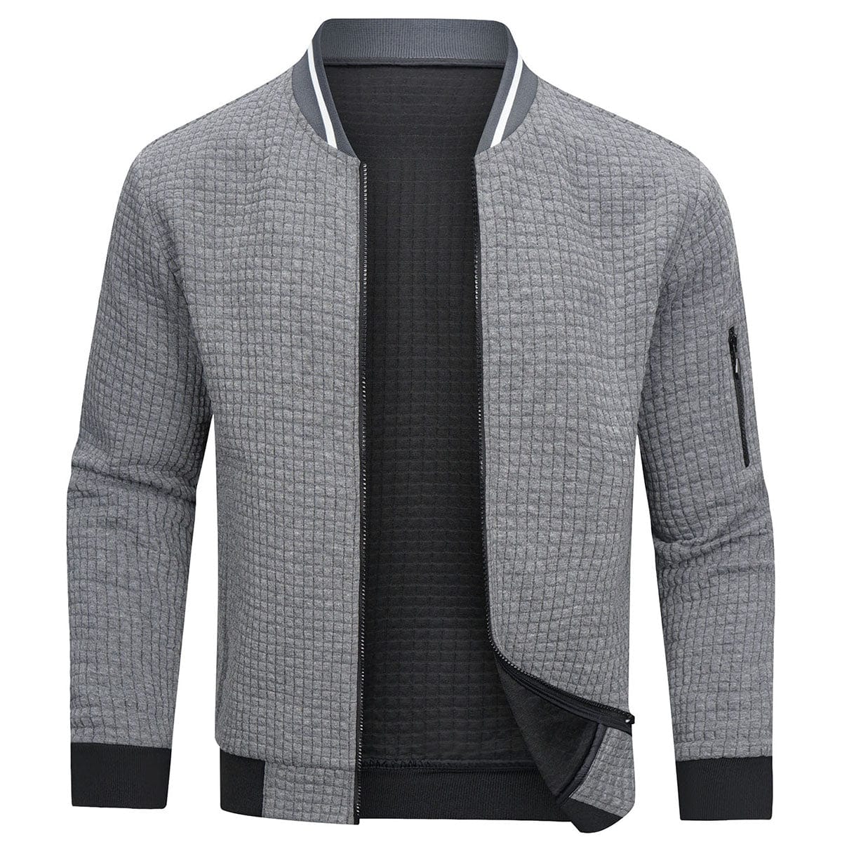 Veste zippée matelassée pour homme automne chaude confortable en tissu technique avec col bomber Pablo
