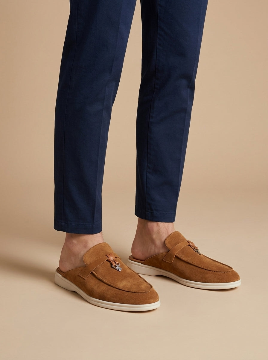 Amaury – Mocassins mules ouverts en suède homme
