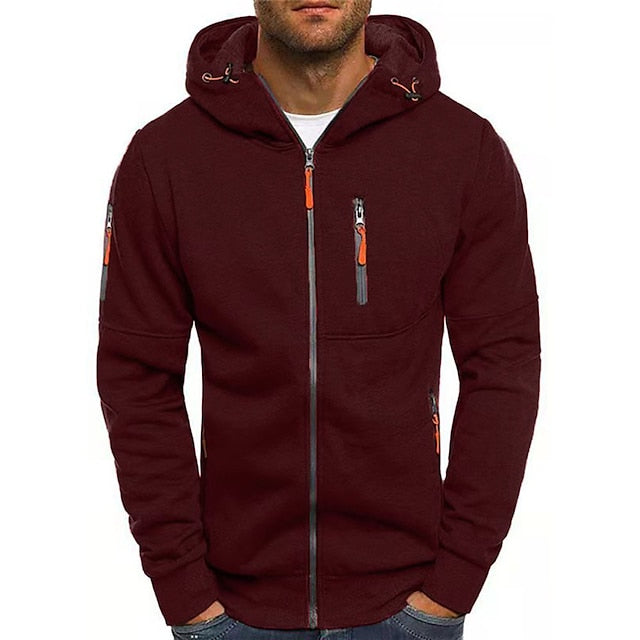 Sweat zippé à capuche pour homme automne en coton mélangé au style sportif avec détails contrastés Mauro