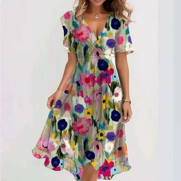 Margot – Robe portefeuille midi à col en V femme