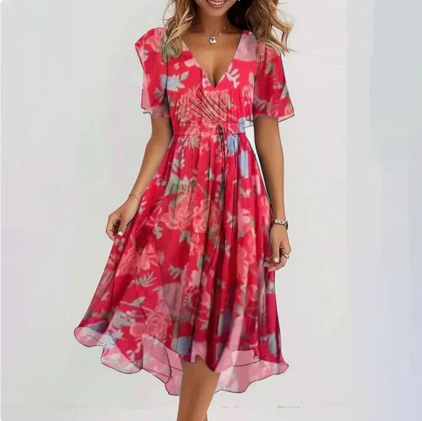Margot – Robe portefeuille midi à col en V femme