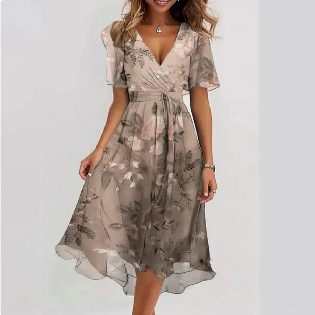 Margot – Robe portefeuille midi à col en V femme