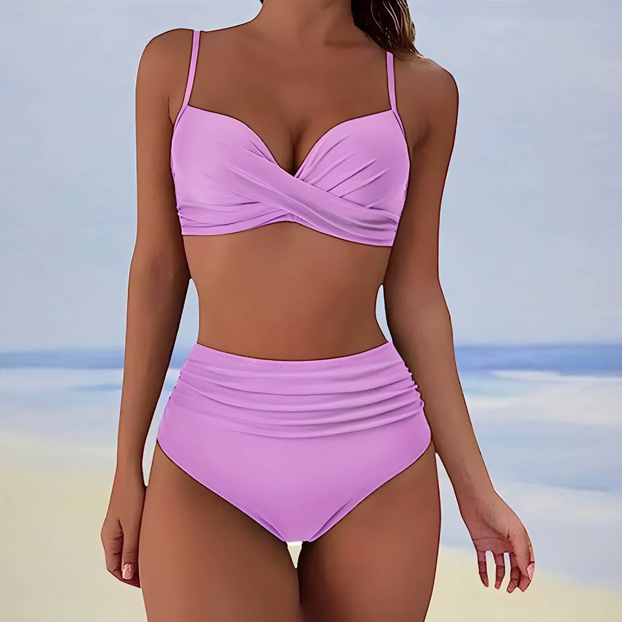 Perrine – Bikini deux pièces taille haute d’été femme