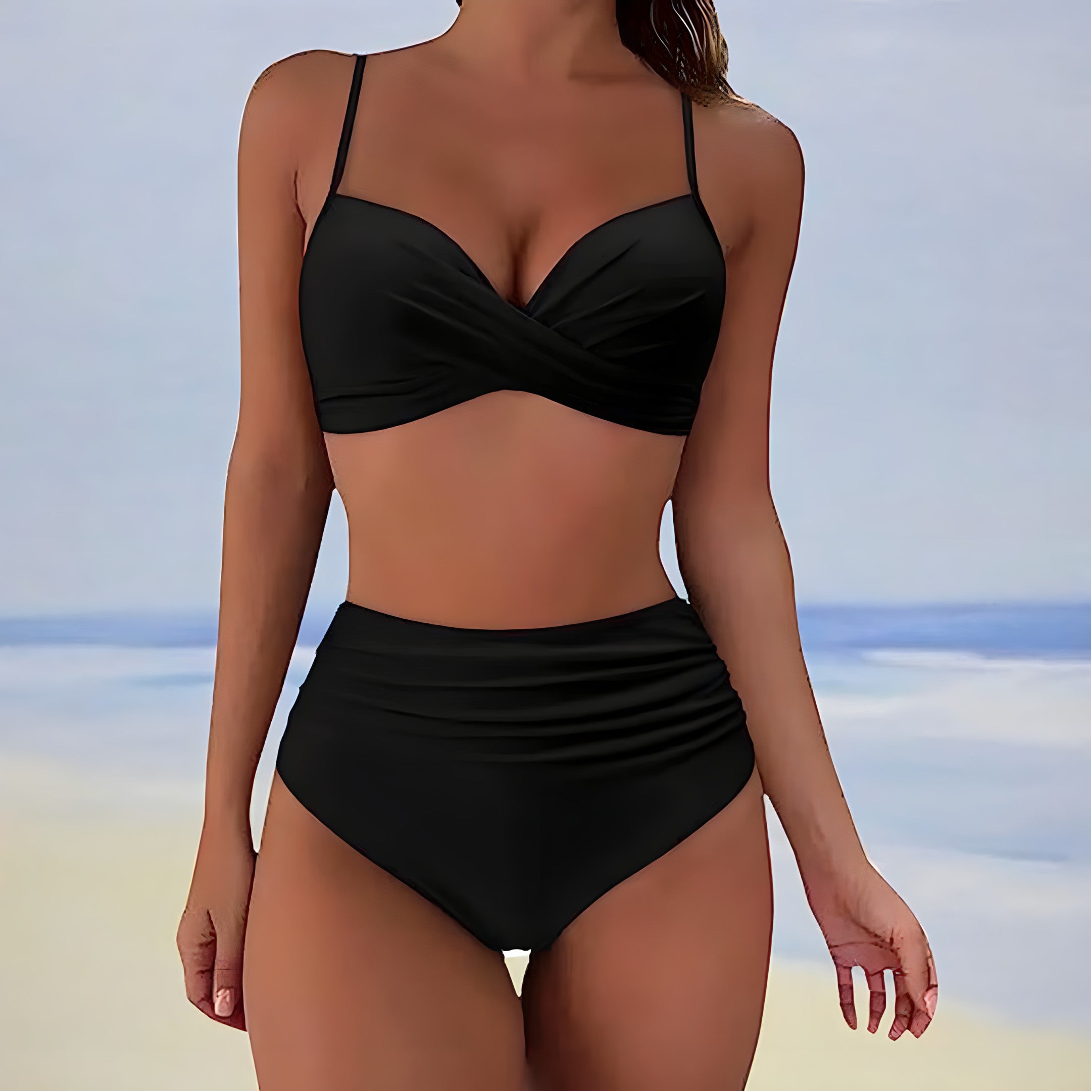 Perrine – Bikini deux pièces taille haute d’été femme