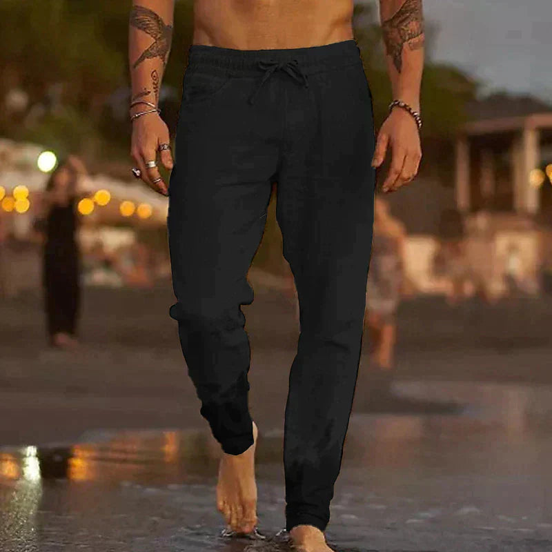 Pantalon homme en lin coupe décontractée – élégance naturelle et confort estival