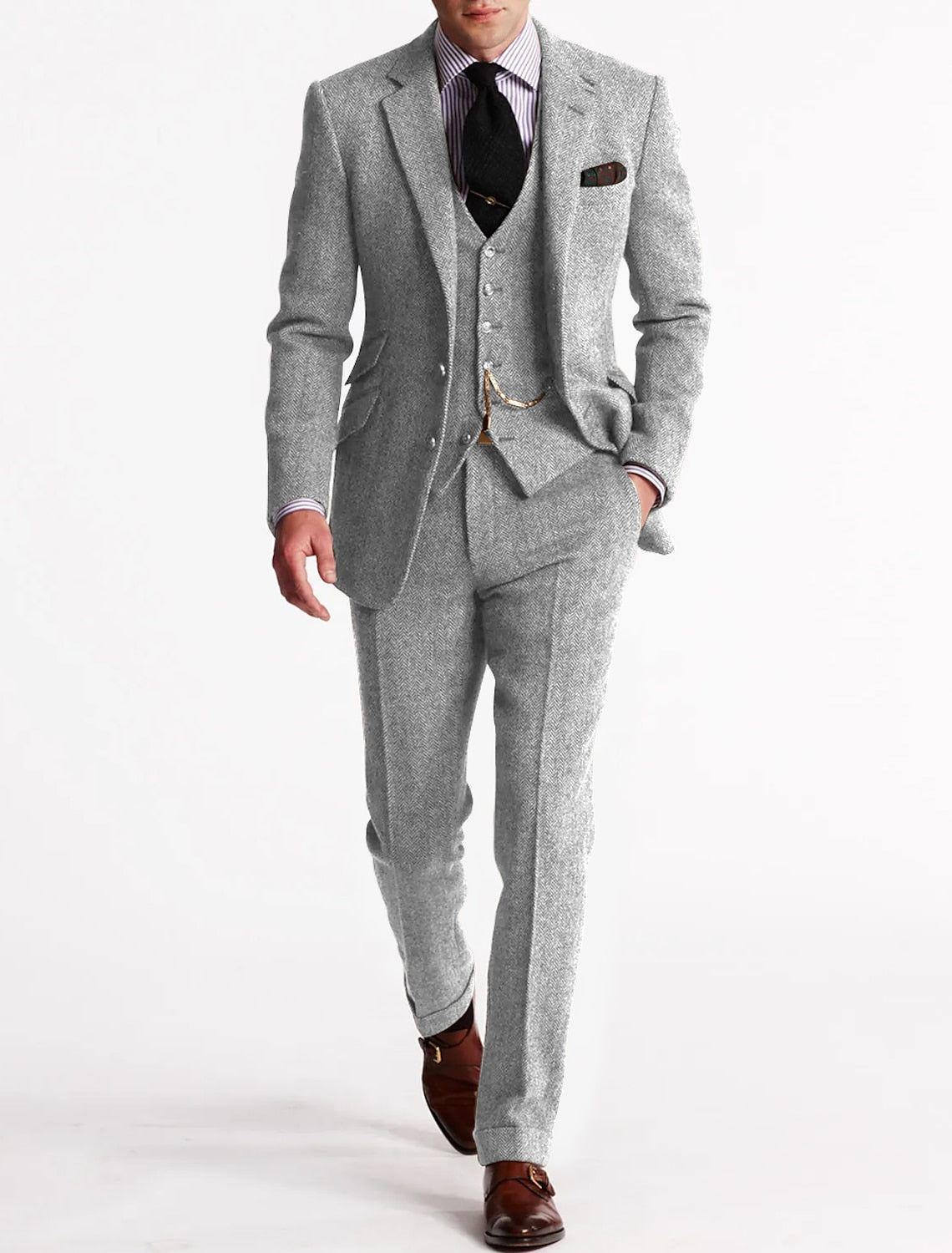 Costume smoking tweed pour homme élégant et raffiné en laine coupe ajustée Émile