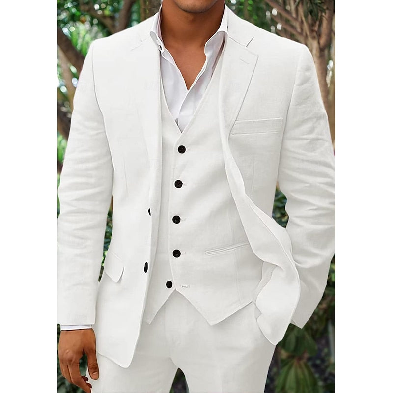 Costume trois pièces pour homme élégant et respirant en lin coupe moderne Alexandre