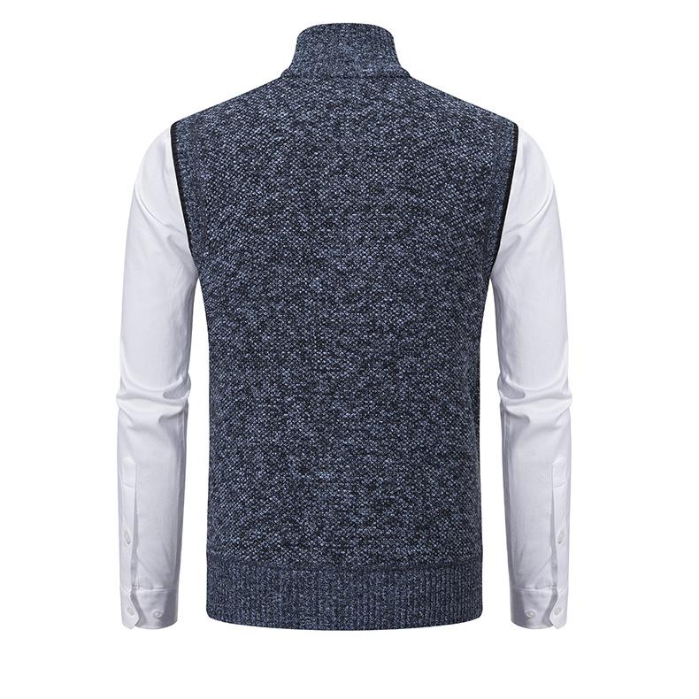 Gilet zippé sans manches pour homme automne élégant texturé en maille chinée avec col montant Jules