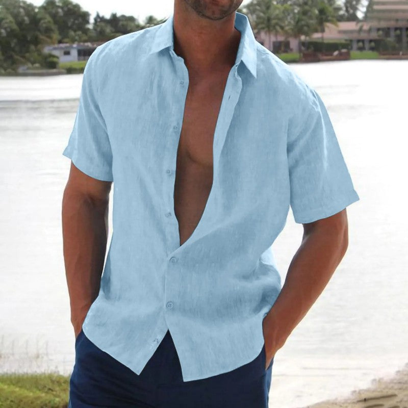 Chemise homme en lin manches courtes – style casual et confort respirant