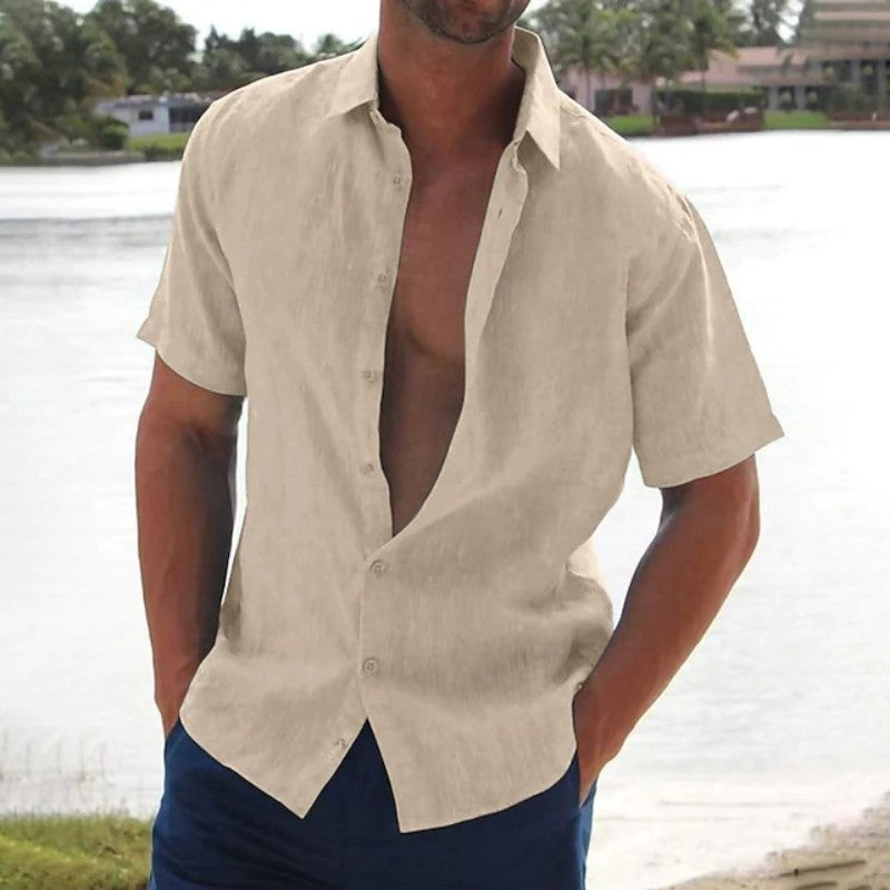 Chemise homme en lin manches courtes – style casual et confort respirant