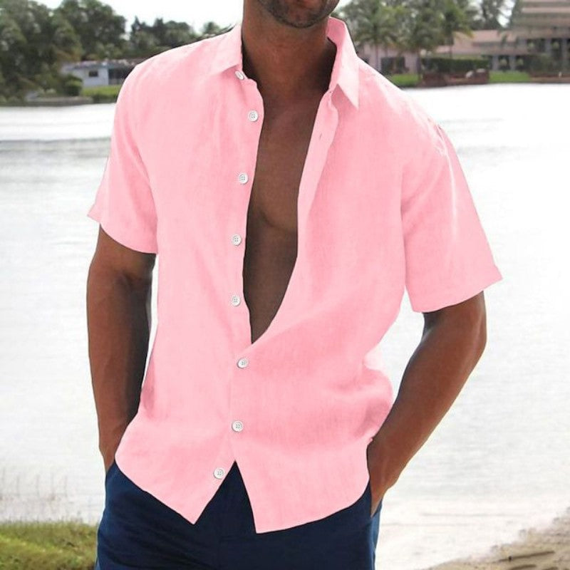 Chemise homme en lin manches courtes – style casual et confort respirant