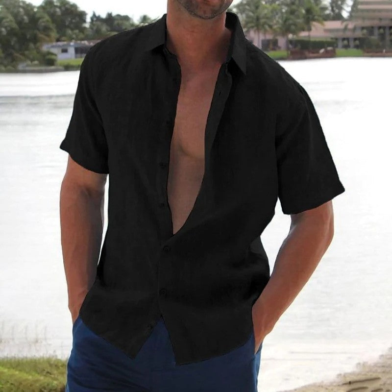 Chemise homme en lin manches courtes – style casual et confort respirant
