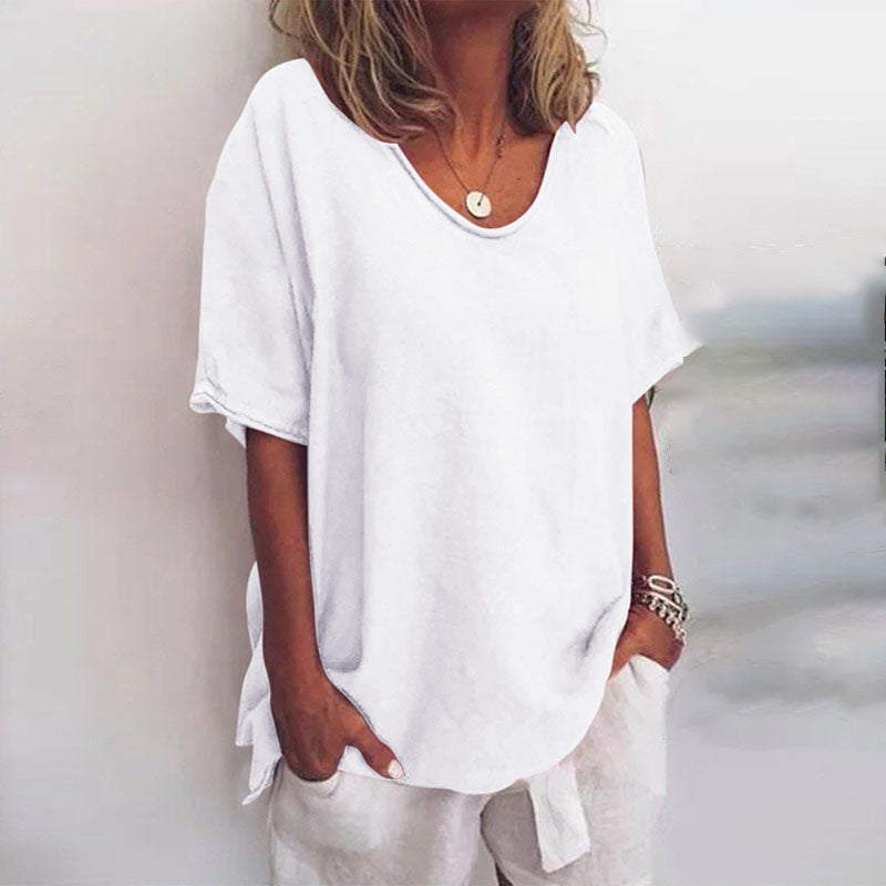 Léa – Blouse classique à coupe ample à manches courtes femme