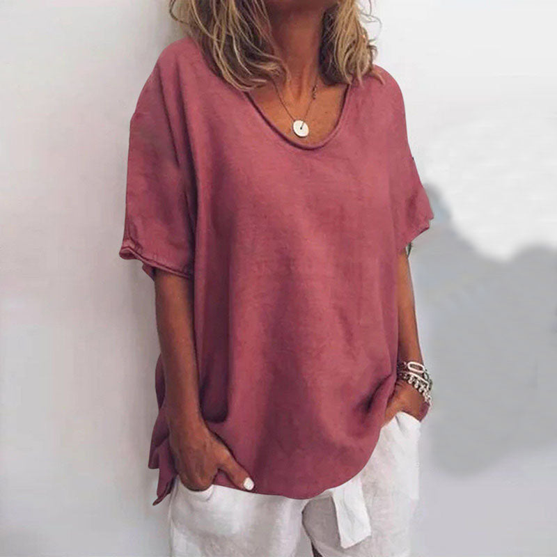 Léa – Blouse classique à coupe ample à manches courtes femme