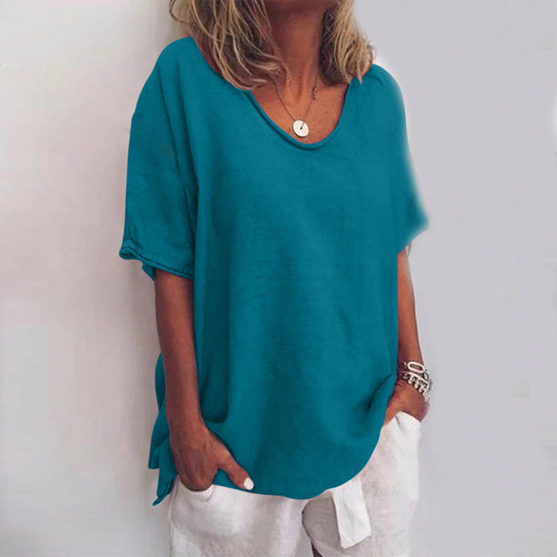 Léa – Blouse classique à coupe ample à manches courtes femme