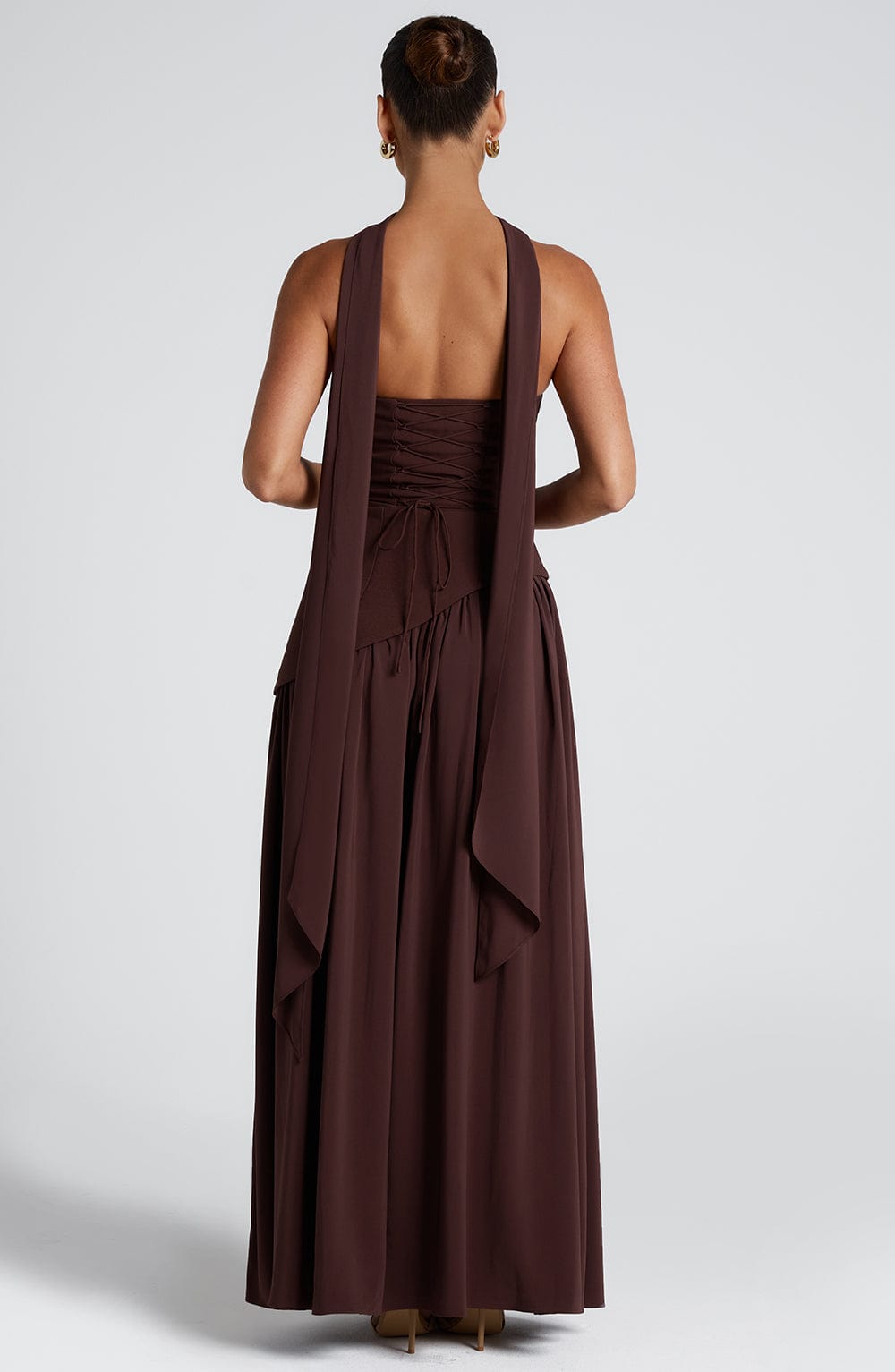 Sophie – Robe maxi bustier avec fente haute et taille asymétrique femme