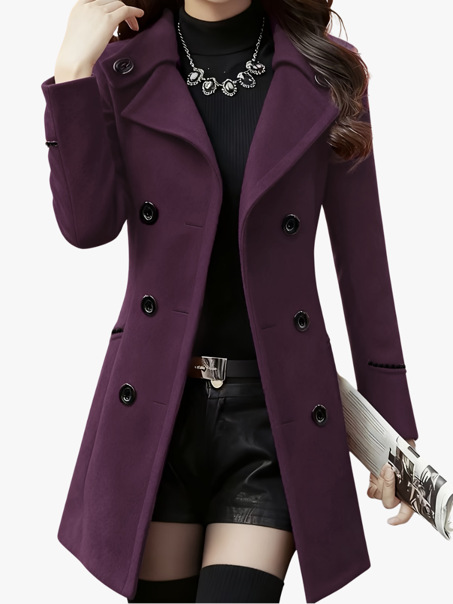 Manteau femme mi-long cintré à col à revers et double boutonnage 6