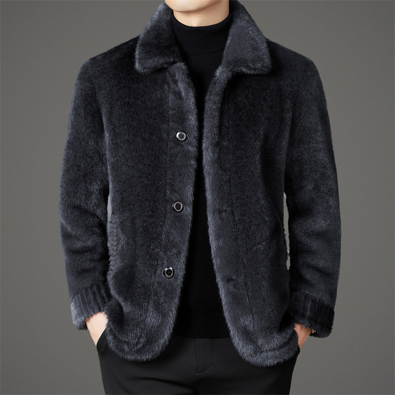 Manteau homme en fausse fourrure coupe ajustée 1
