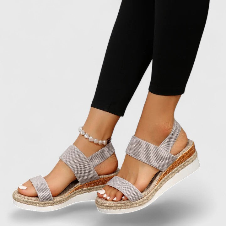 Eugénie – Sandales compensées à brides élastiques femme
