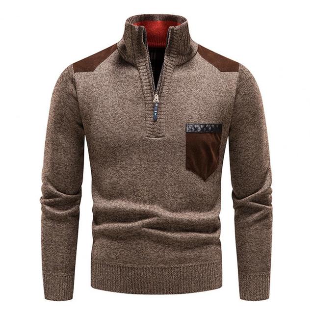 Pull pour homme à demi-zip élégant et confortable en maille coupe classique Louis