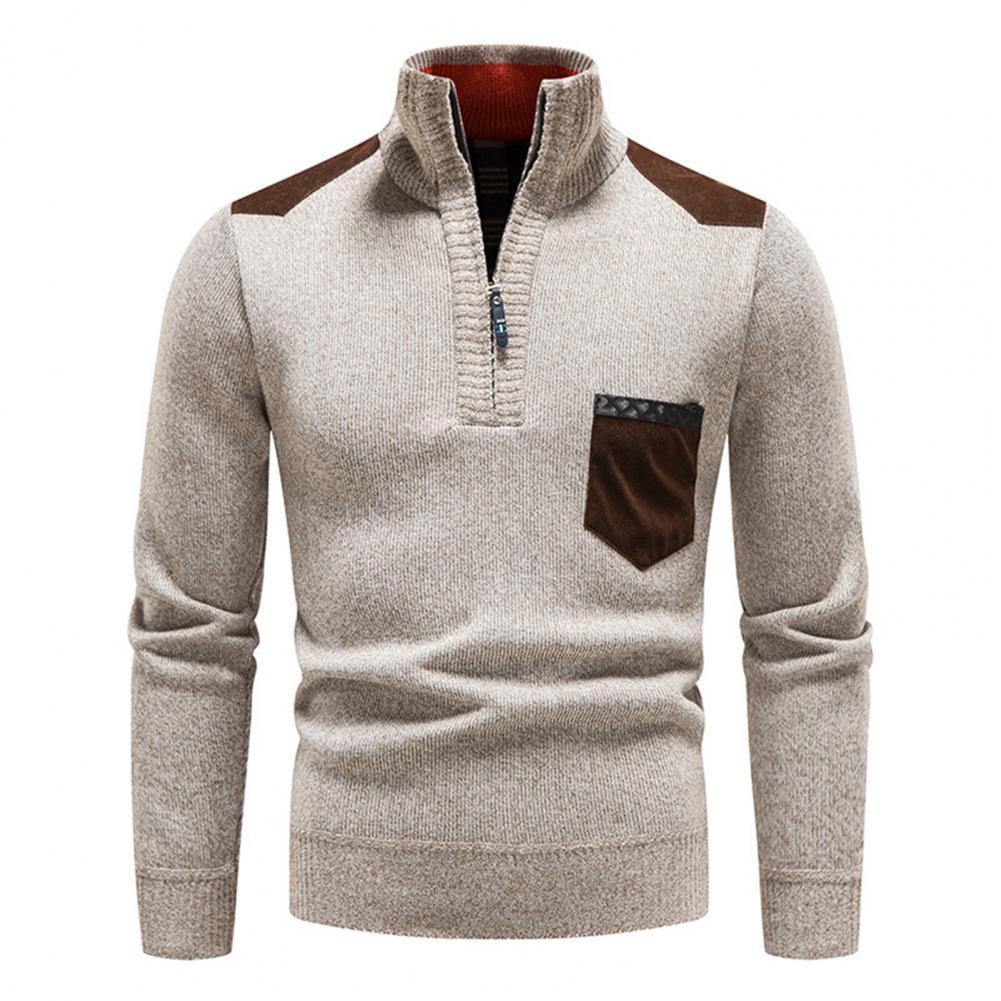 Pull pour homme à demi-zip élégant et confortable en maille coupe classique Louis