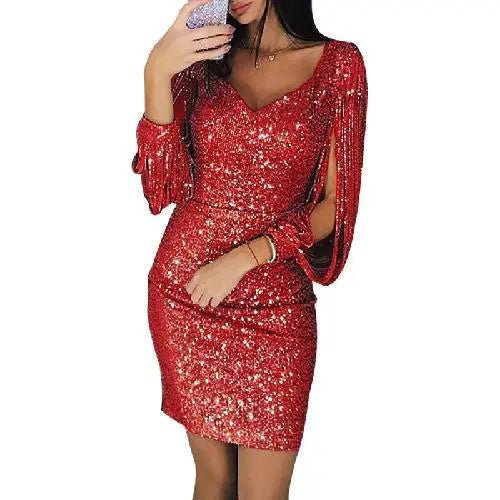 Anaïs – Robe midi de soirée à paillettes femme