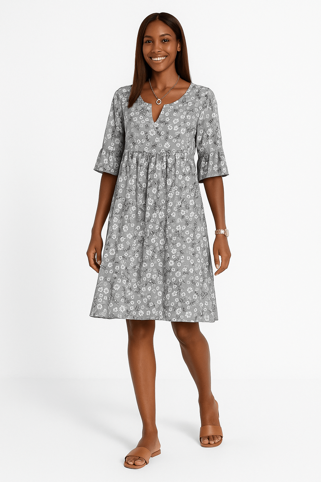 Floriane – Robe midi à fleurs femme