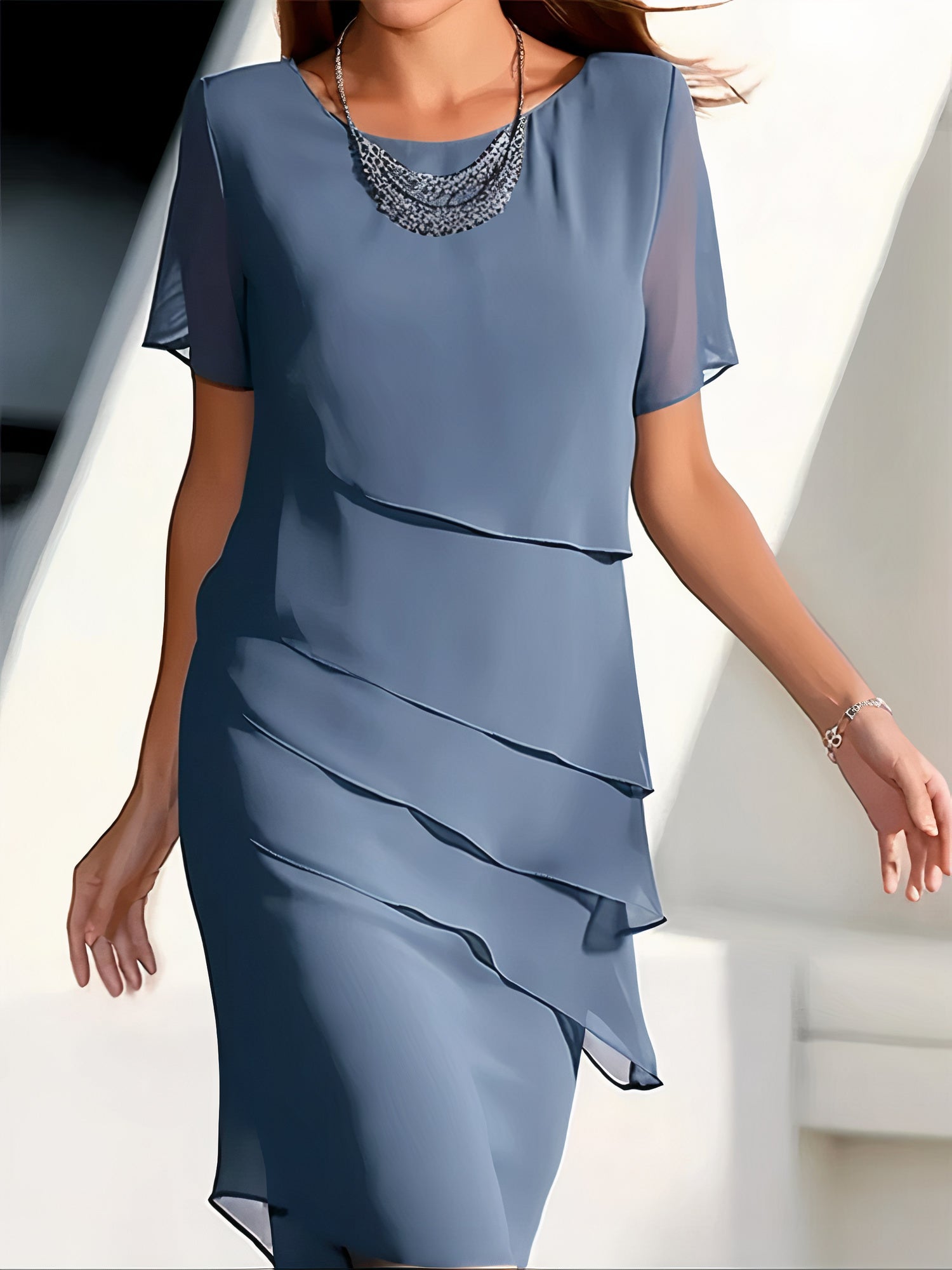 Apolline – Robe midi en chiffon à volants femme