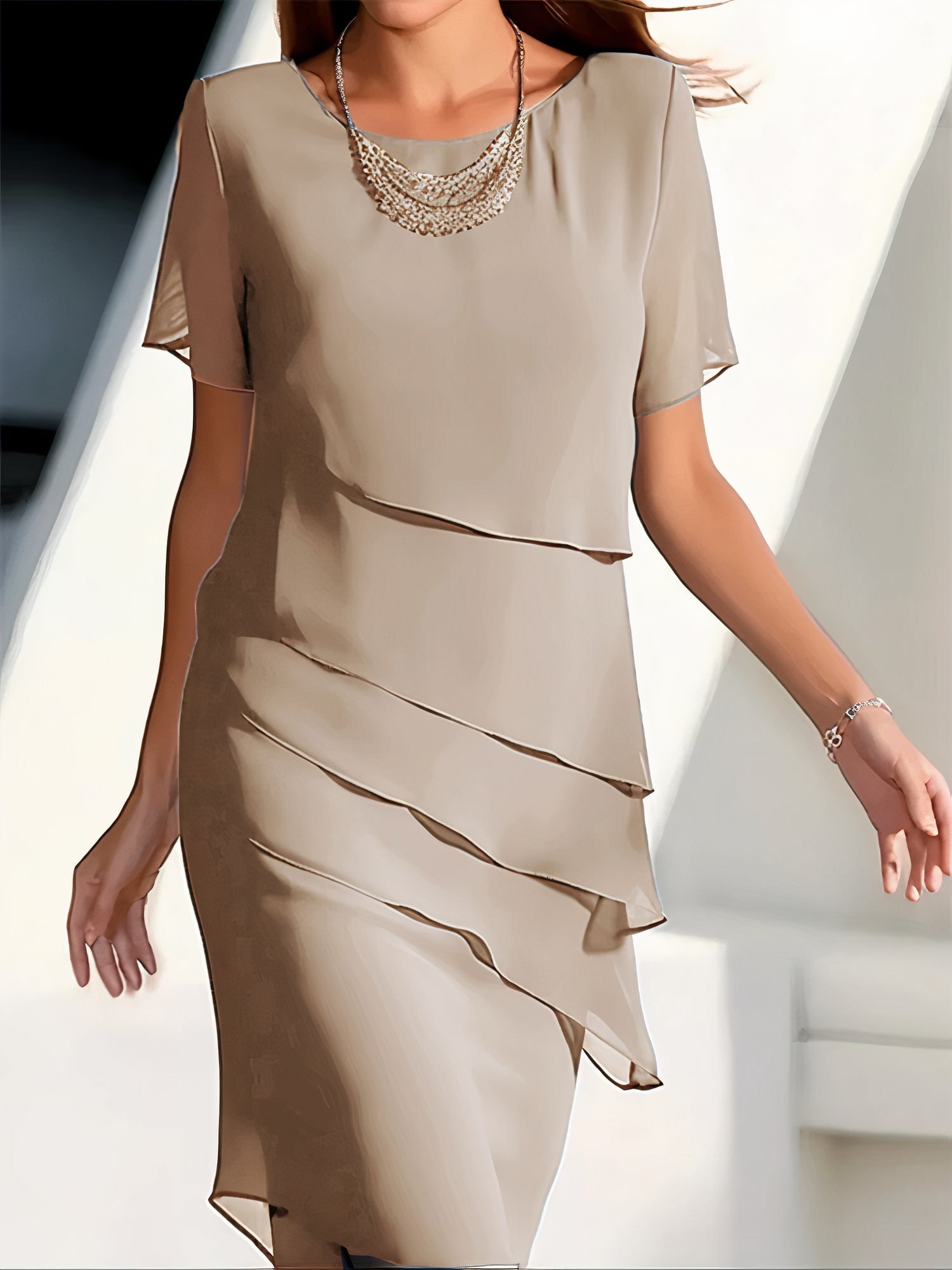 Apolline – Robe midi en chiffon à volants femme