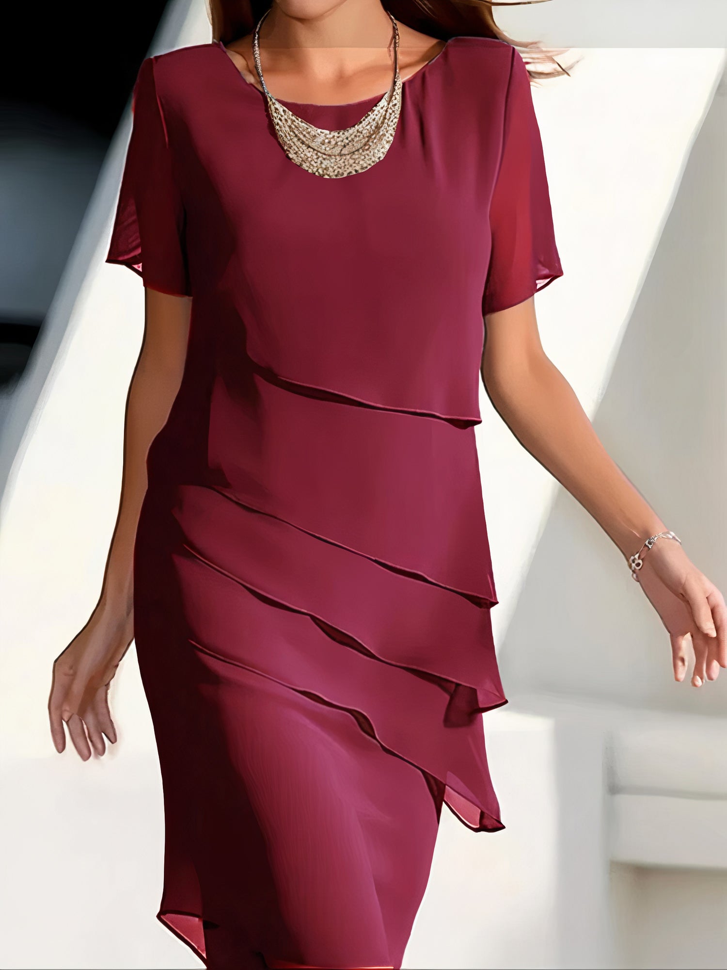Apolline – Robe midi en chiffon à volants femme