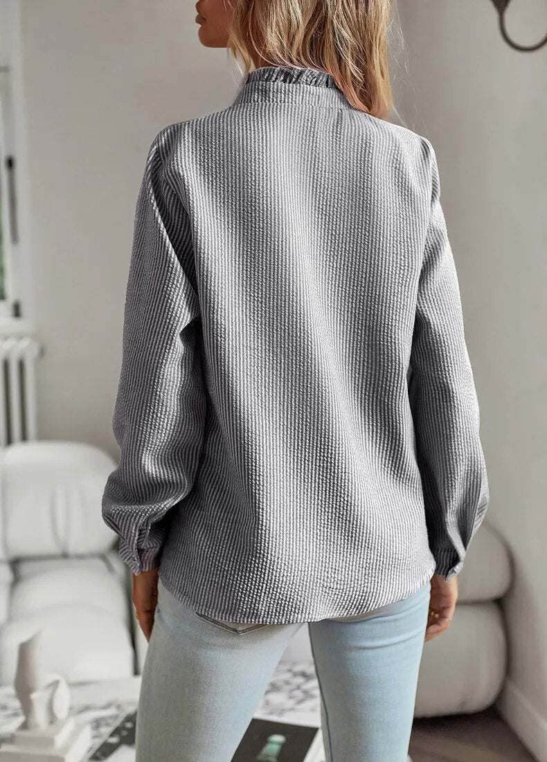 Amélie – Blouse à manches longues avec volants femme