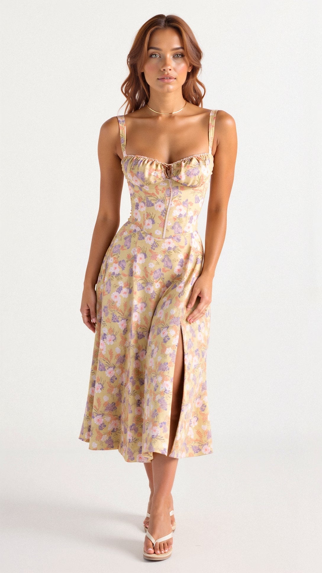 Mathilde – Robe midi à corset femme