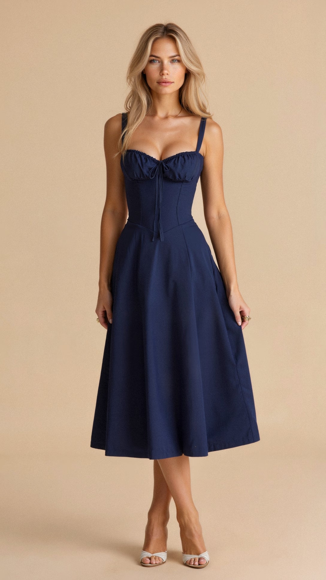 Mathilde – Robe midi à corset femme