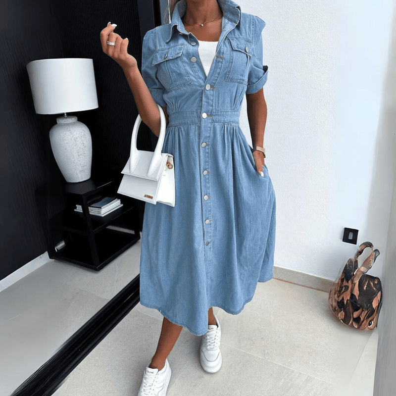 Jeanne – Robe midi en denim femme