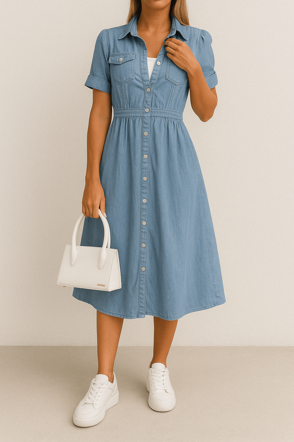 Jeanne – Robe midi en denim femme