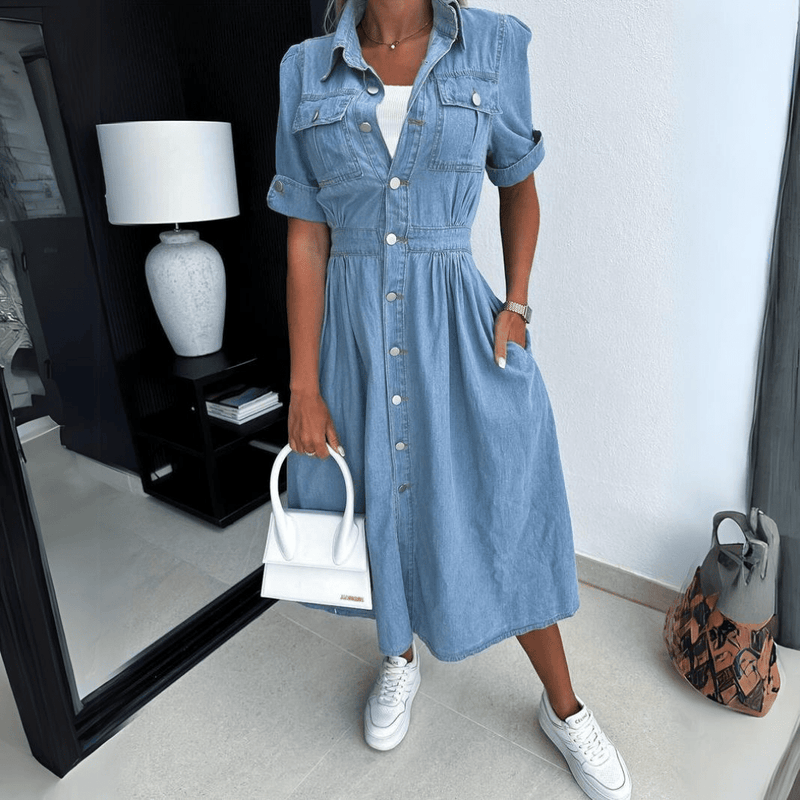Jeanne – Robe midi en denim femme