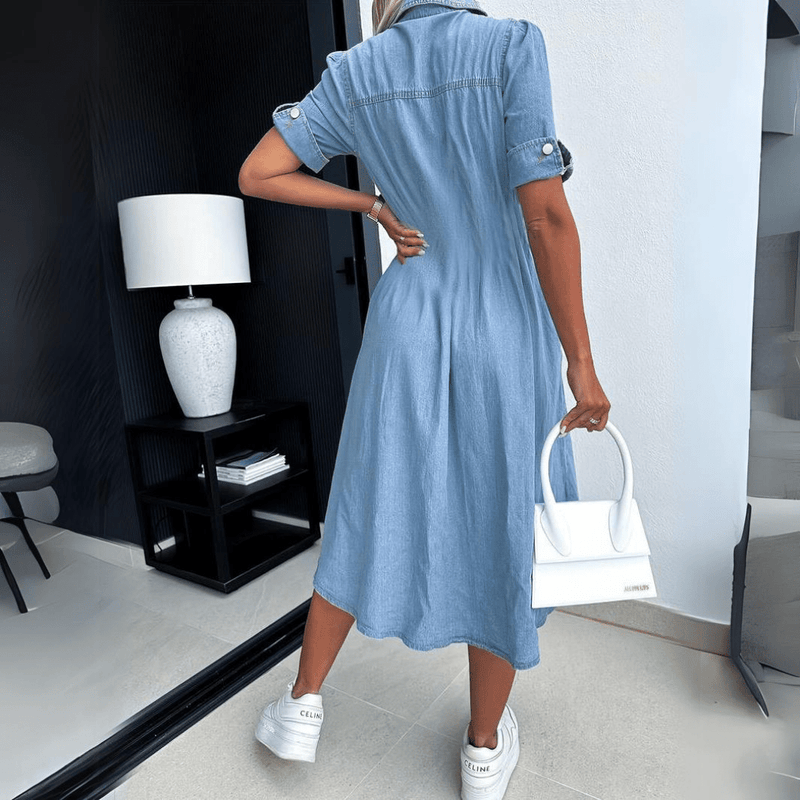 Jeanne – Robe midi en denim femme