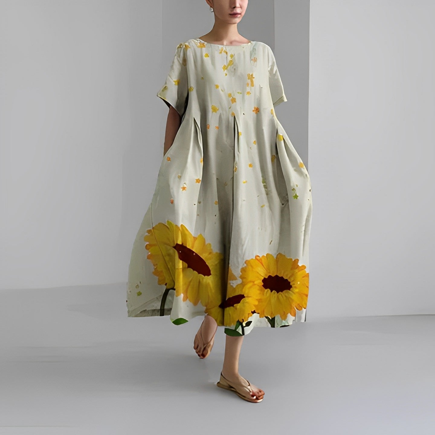Inès – Robe midi ample à imprimé femme
