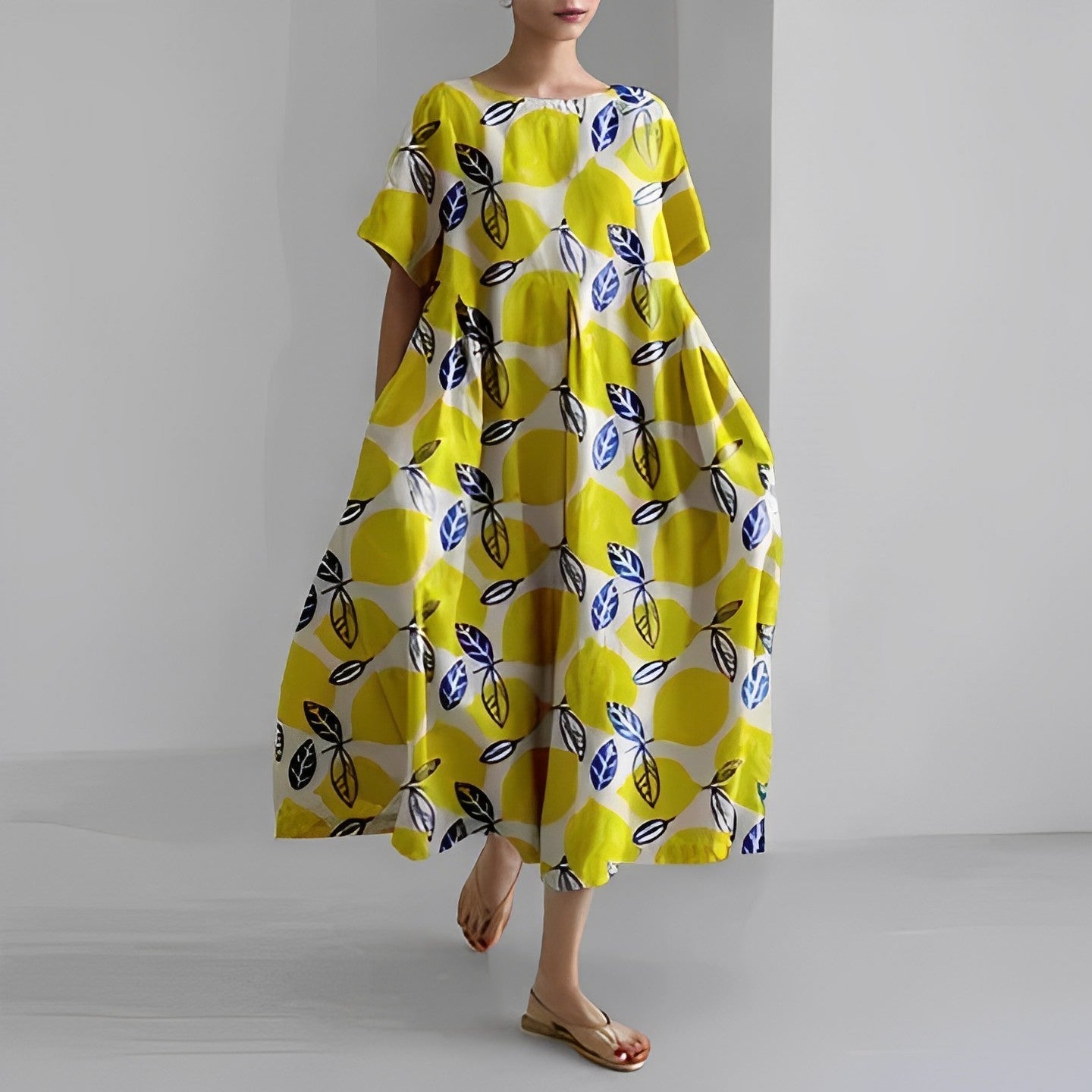 Inès – Robe midi ample à imprimé femme