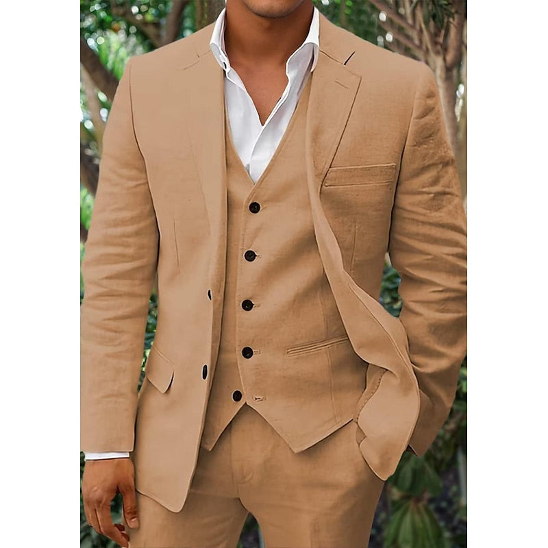 Costume trois pièces pour homme élégant et respirant en lin coupe moderne Alexandre