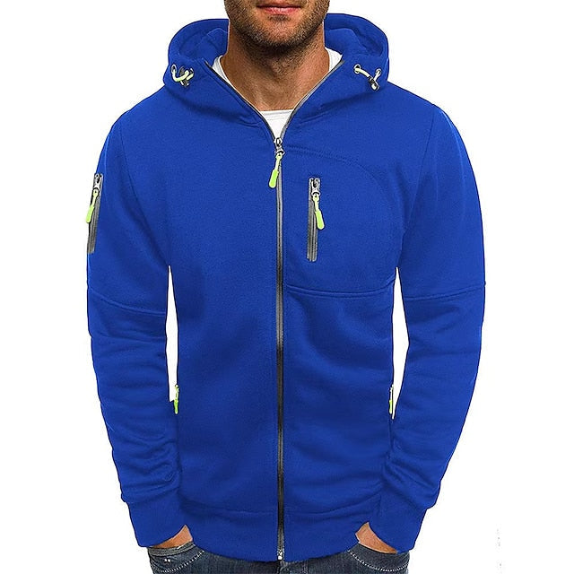 Sweat zippé à capuche pour homme automne en coton mélangé au style sportif avec détails contrastés Mauro