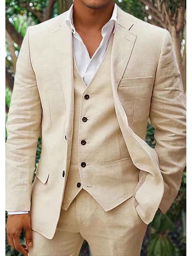 Costume trois pièces pour homme élégant et respirant en lin coupe moderne Alexandre
