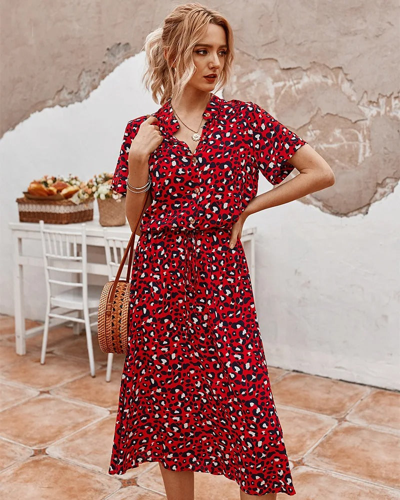 Delphine – Robe midi d'été à imprimé femme