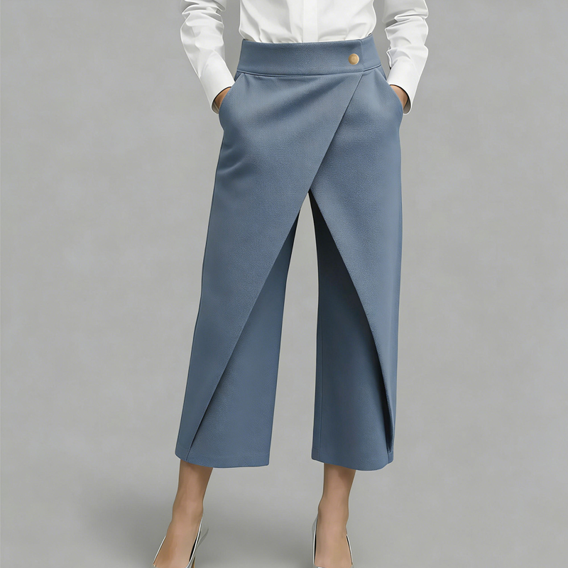 Pantalon jupe femme taille haute effet portefeuille 1