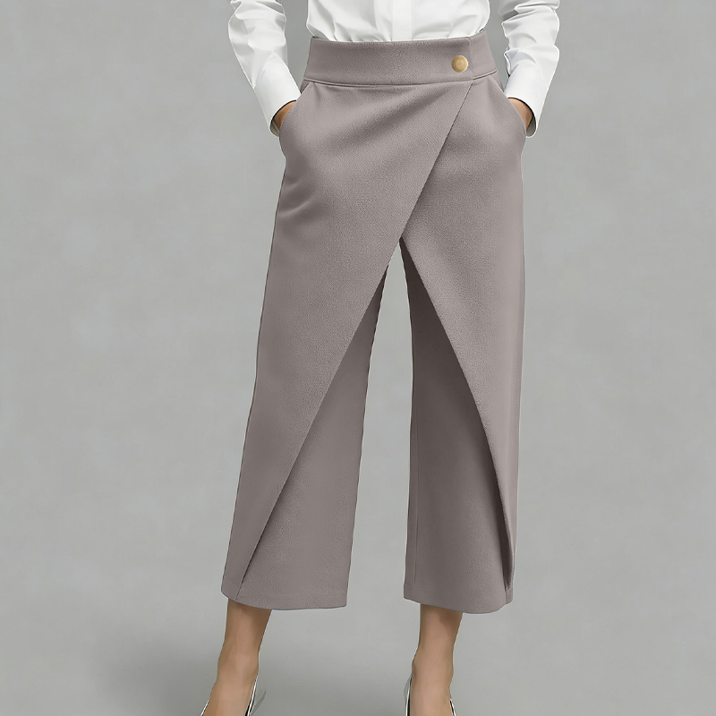 Pantalon jupe femme taille haute effet portefeuille 6